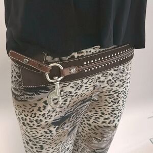 MICHAEL Michael Kors B Low The Belt Double Latch Belt Brown Medium 36